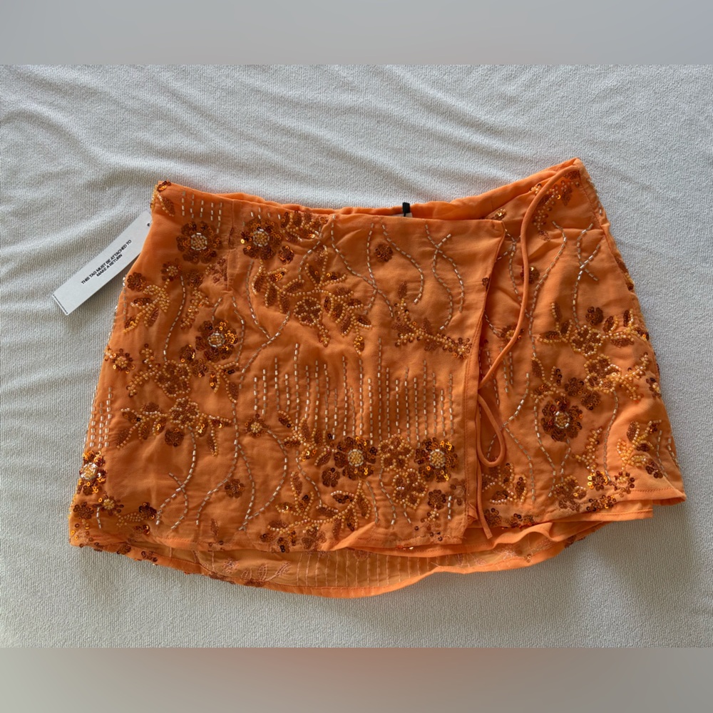 Princess Polly What A Coincidence Beaded Mini Skirt Orange